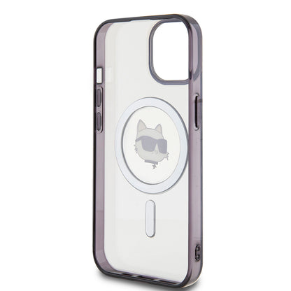 MagSafe Case for Apple iPhone 15, Karl Lagerfeld, IML Choupette's Head, Transparent