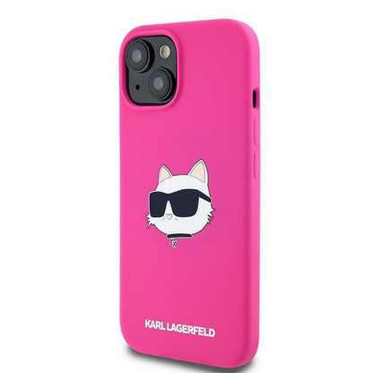 MagSafe Case for Apple iPhone 15, Karl Lagerfeld, Silicone Choupette's Head, Fuchsia