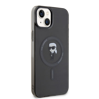 MagSafe Case for Apple iPhone 15 Plus, Karl Lagerfeld, IML Ikonik Karl, Black