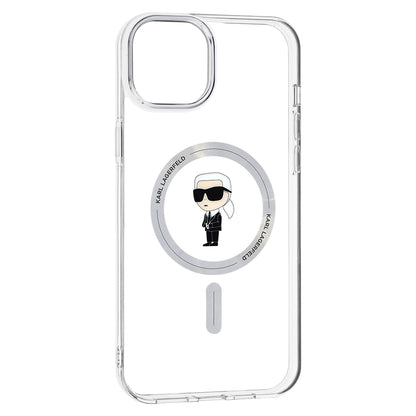 MagSafe Case for Apple iPhone 15 Plus, Karl Lagerfeld, IML Ikonik Karl, Transparent
