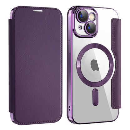MagSafe Case for Apple iPhone 15 Plus, Techsuit, SmartMag Book, Purple