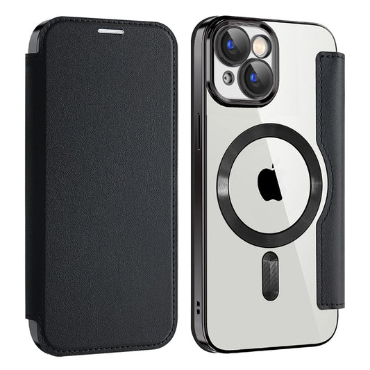 MagSafe Case for Apple iPhone 15 Plus, Techsuit, SmartMag Book, Black