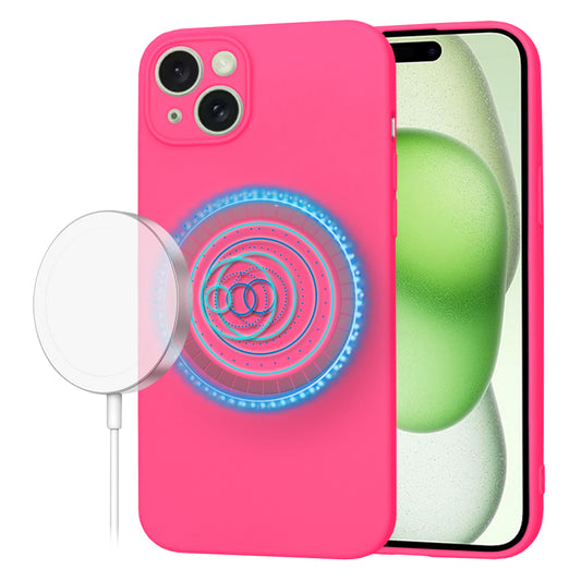 MagSafe Case for Apple iPhone 15 Plus, Techsuit, SoftFlex, Dark Pink