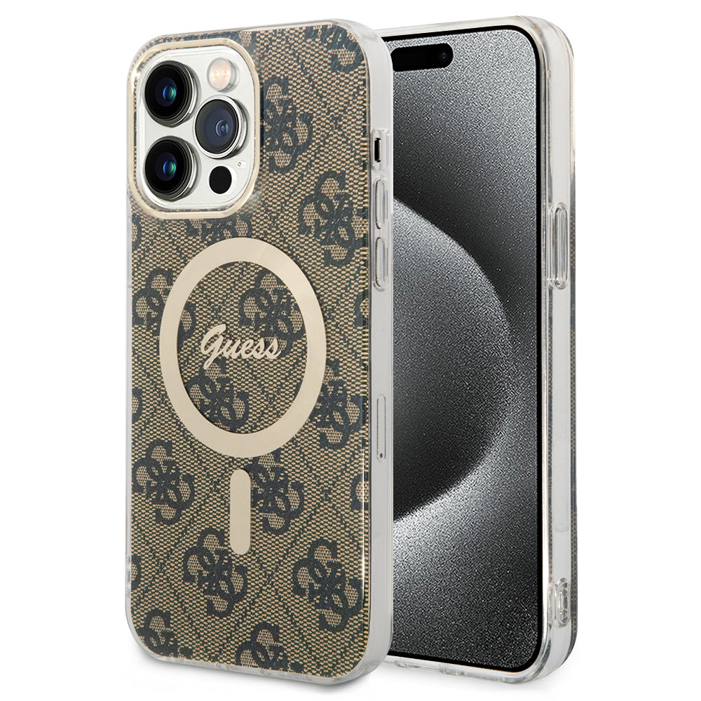 MagSafe Case for Apple iPhone 15 Pro, Guess, 4G IML, Brown