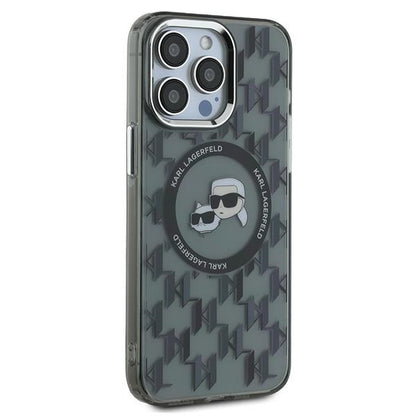 MagSafe Case for Apple iPhone 15 Pro, Karl Lagerfeld, IML Monogram Karl & Choupette's Heads, Black