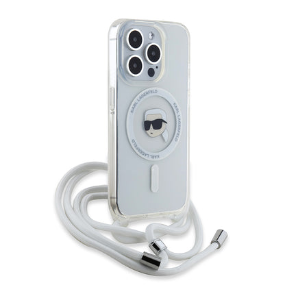 MagSafe Case for Apple iPhone 15 Pro Max, Karl Lagerfeld, IML Crossbody Karl's Head, Transparent