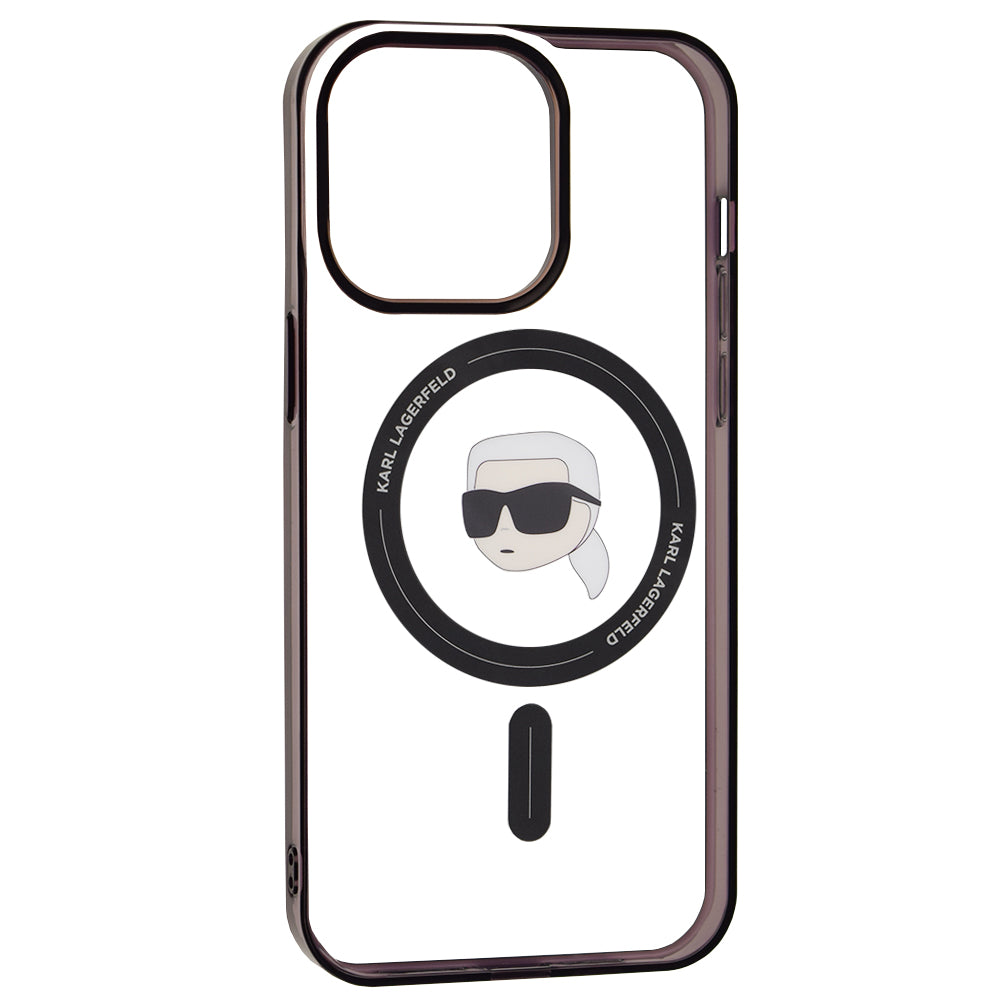 MagSafe Case for Apple iPhone 15 Pro Max, Karl Lagerfeld, IML Karl's Head, Transparent