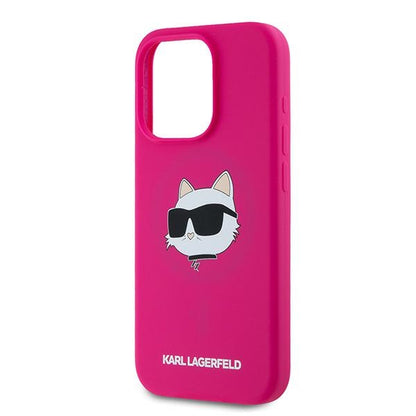 MagSafe Case for Apple iPhone 15 Pro Max, Karl Lagerfeld, Silicone Choupette's Head, Fuchsia
