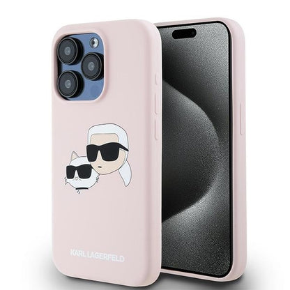 MagSafe Case for Apple iPhone 15 Pro Max, Karl Lagerfeld, Karl & Choupette Silicone, Pink