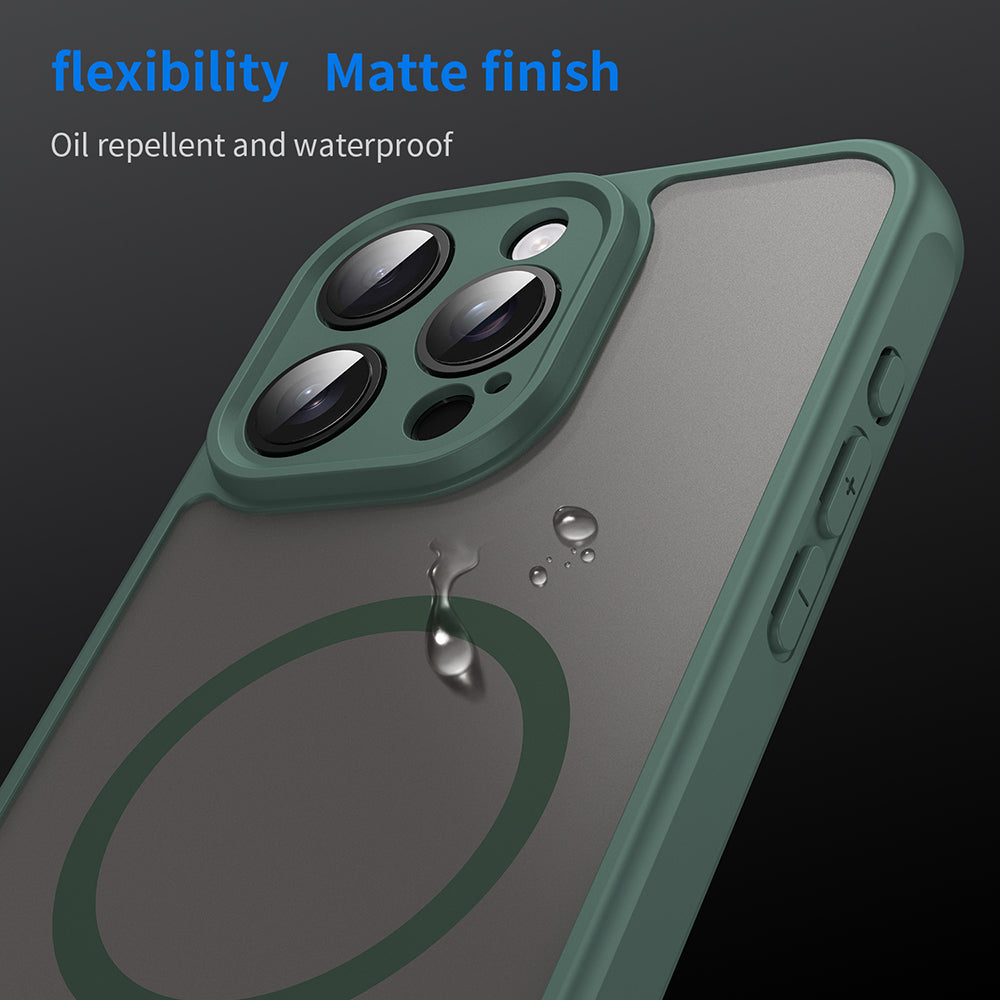 MagSafe Case for Apple iPhone 15 Pro Max, Techsuit, HaloFrost II, Green