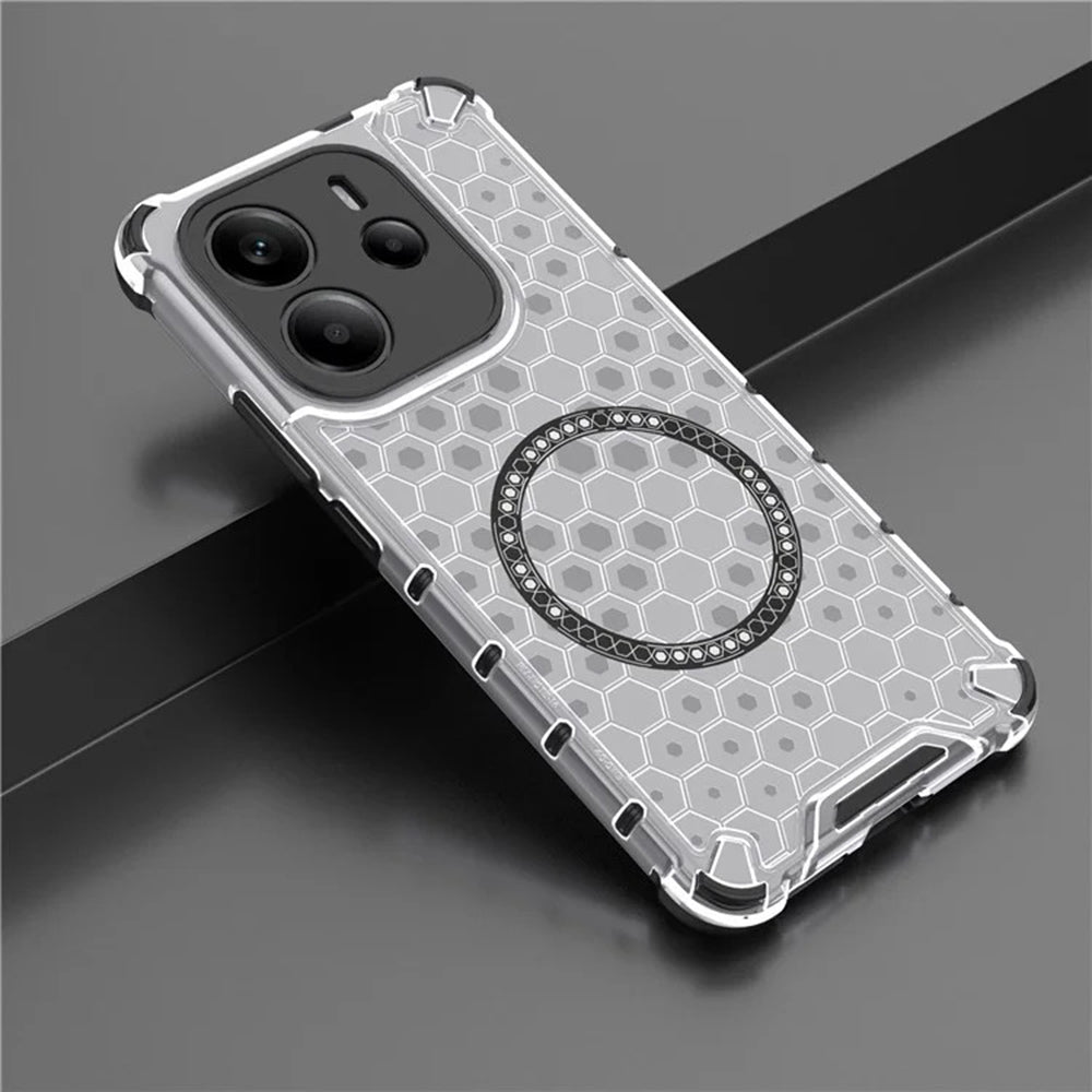 MagSafe Case for Apple iPhone 15 Pro Max, Techsuit, HoneyComb Shield, White