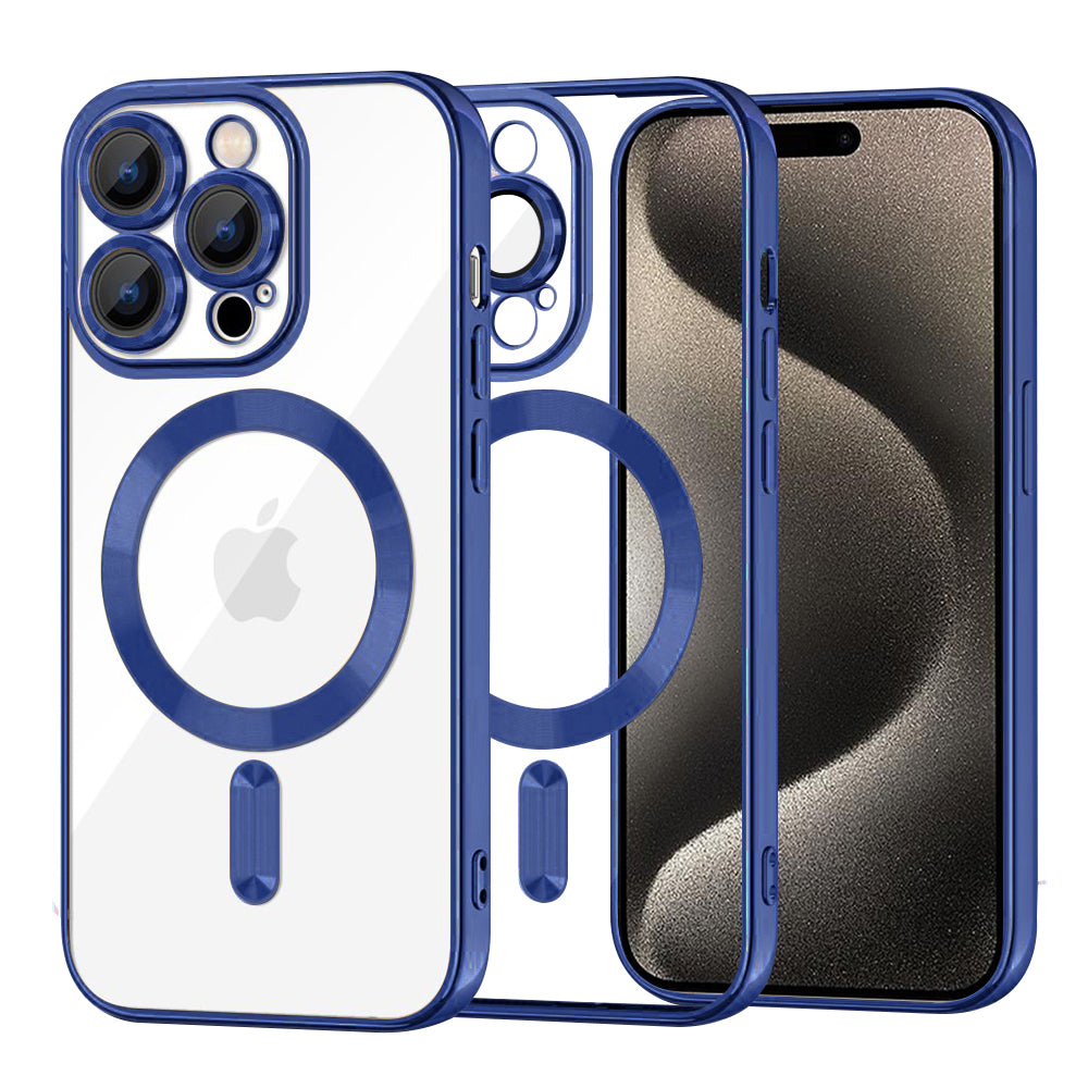 MagSafe Case for Apple iPhone 15 Pro Max, Techsuit, Luxury Crystal, Dark Blue