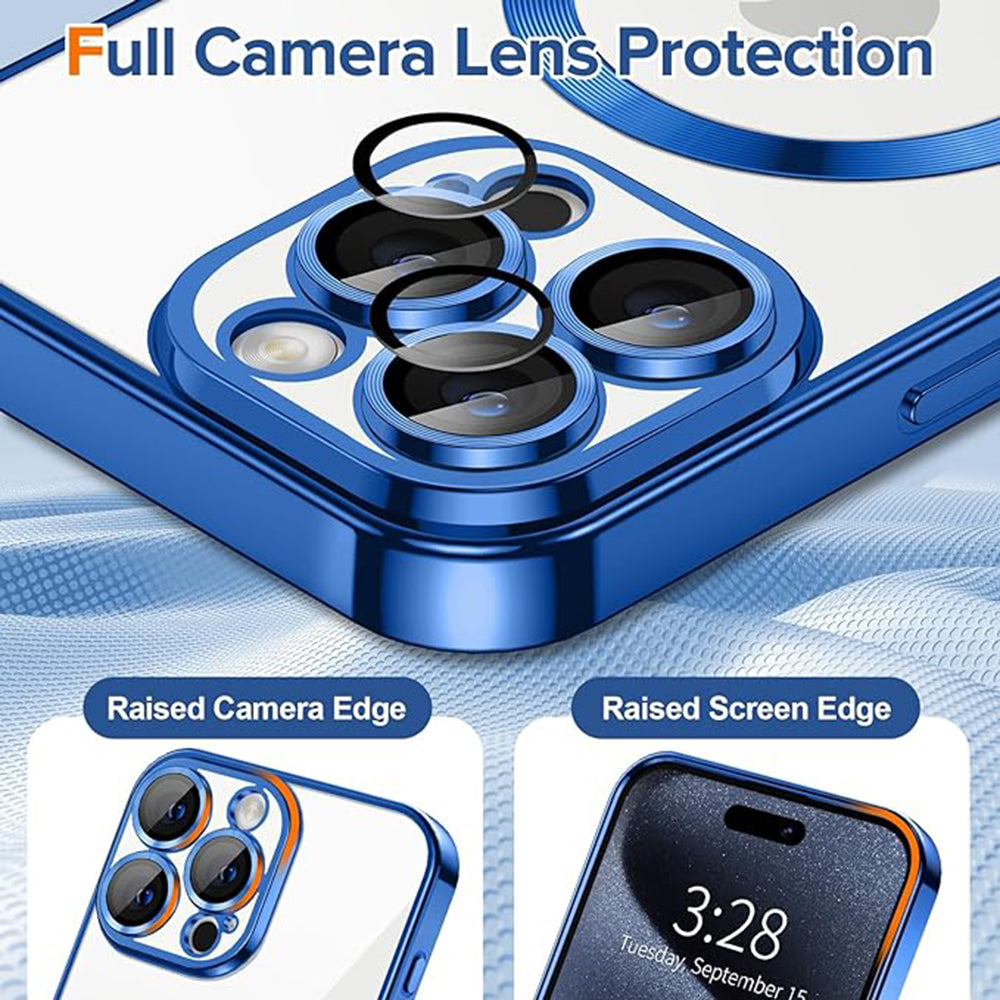 MagSafe Case for Apple iPhone 15 Pro Max, Techsuit, Luxury Crystal, Dark Blue