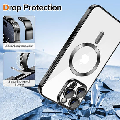 MagSafe Case for Apple iPhone 15 Pro Max, Techsuit, Luxury Crystal, Black