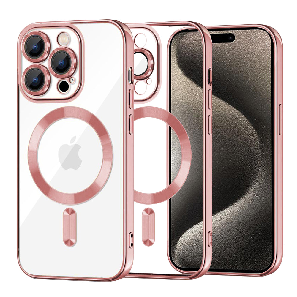 MagSafe Case for Apple iPhone 15 Pro Max, Techsuit, Luxury Crystal, Pink