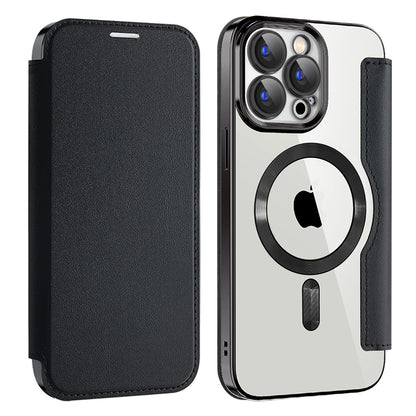MagSafe Case for Apple iPhone 15 Pro Max, Techsuit, SmartMag Book, Black