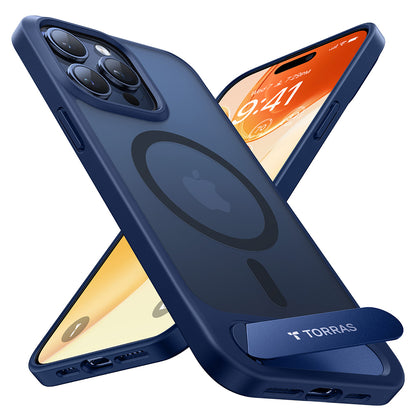 MagSafe Case for Apple iPhone 15 Pro Max, Torras, Pstand, Navy Blue