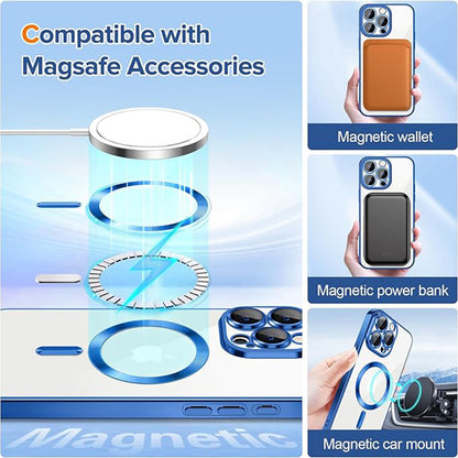 MagSafe Case for Apple iPhone 15 Pro, Techsuit, Luxury Crystal, Dark Blue