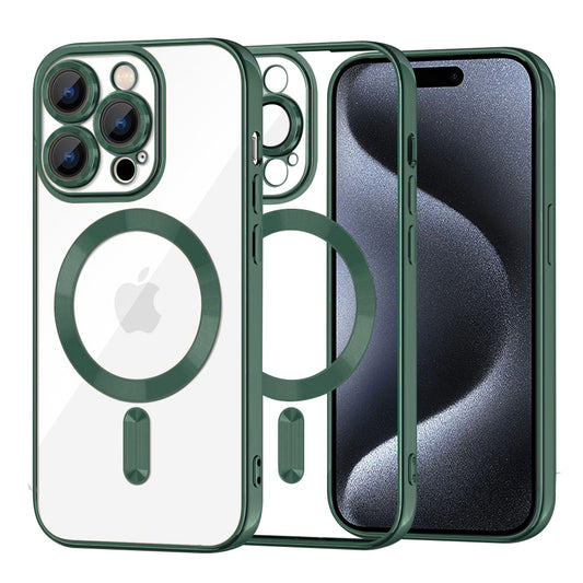 MagSafe Case for Apple iPhone 15 Pro, Techsuit, Luxury Crystal, Dark Green