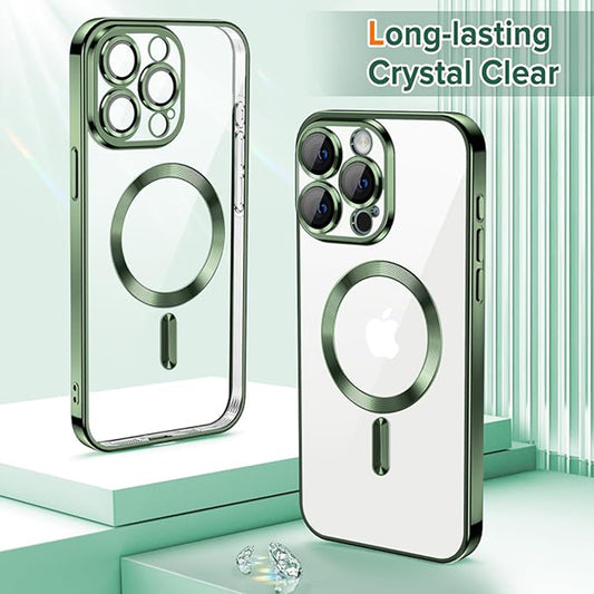MagSafe Case for Apple iPhone 15 Pro, Techsuit, Luxury Crystal, Dark Green