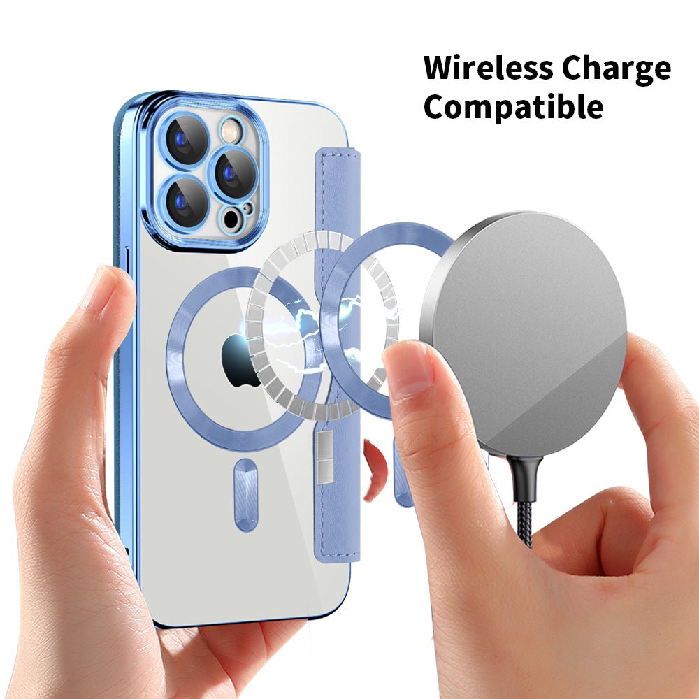 MagSafe Case for Apple iPhone 15 Pro, Techsuit, SmartMag Book, Blue