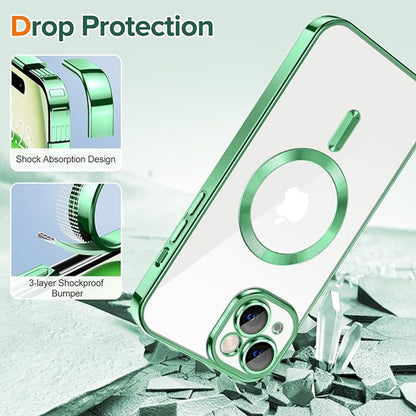 MagSafe Case for Apple iPhone 15, Techsuit, Luxury Crystal, Light Green
