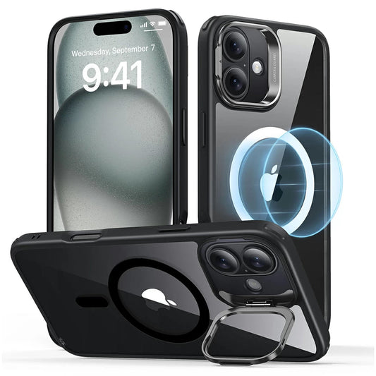 MagSafe Case for Apple iPhone 16, ESR, Classic Hybrid Kickstand, Black Transparent