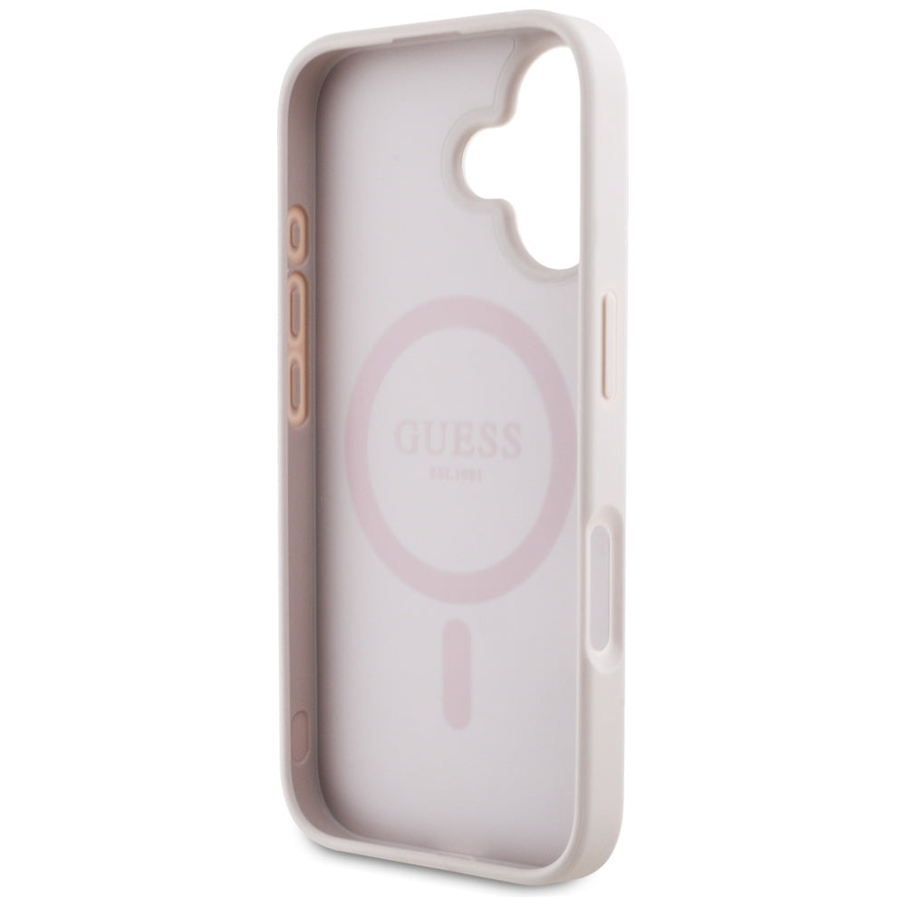 MagSafe Case for Apple iPhone 16, Guess, 4G Circle Classic Logo, Pink