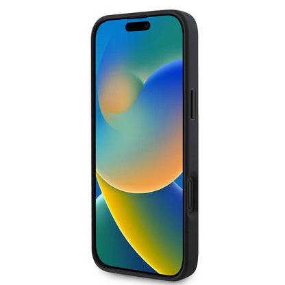 MagSafe Case for Apple iPhone 16, Guess, Grained Gold Ring, Black