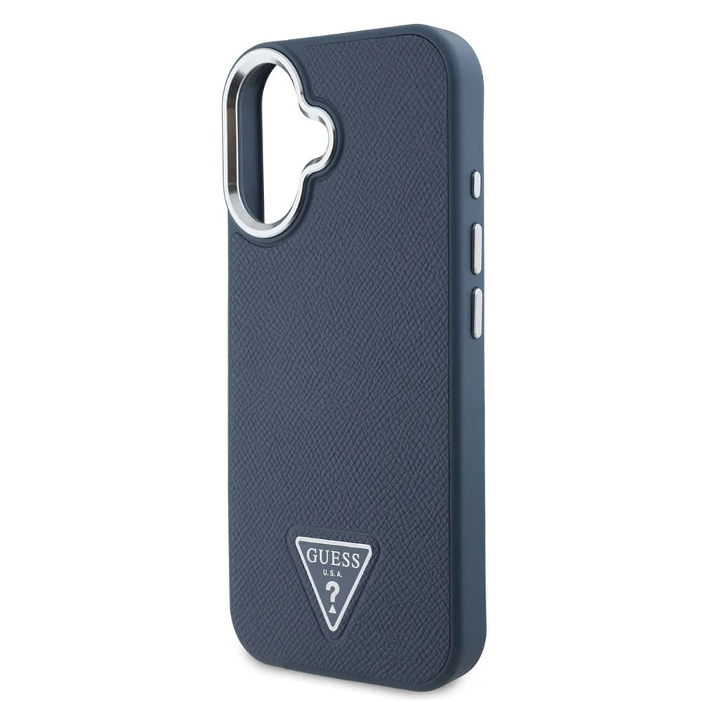 MagSafe Case for Apple iPhone 16, Guess, Grained Triangle Logo, Black