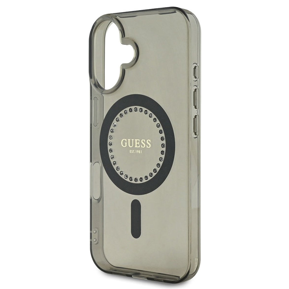 MagSafe Case for Apple iPhone 16, Guess, IML Rhinestone, Black