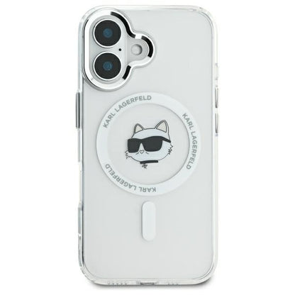 MagSafe Case for Apple iPhone 16, Karl Lagerfeld, IML Metal Choupette's Head, White