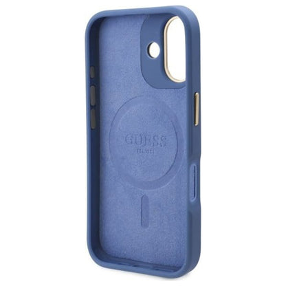 MagSafe Case for Apple iPhone 16 Plus, Guess, 4G Logo Plate, Blue