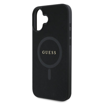 MagSafe Case for Apple iPhone 16 Plus, Guess, Saffiano Classic Logo, Black