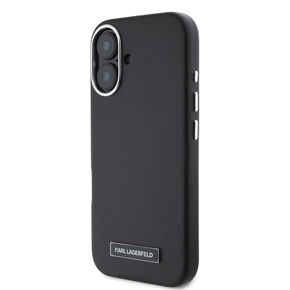 MagSafe Case for Apple iPhone 16 Plus, Karl Lagerfeld, FW Metal Plate, Black