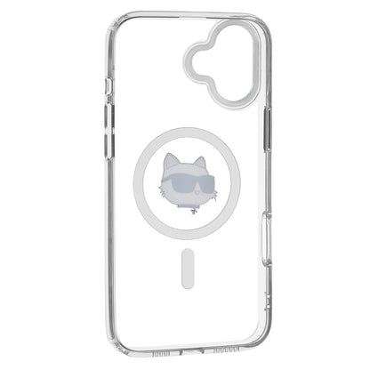 MagSafe Case for Apple iPhone 16 Plus, Karl Lagerfeld, IML Metal Choupette's Head, White