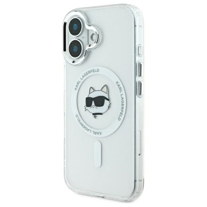 MagSafe Case for Apple iPhone 16 Plus, Karl Lagerfeld, IML Metal Choupette's Head, White