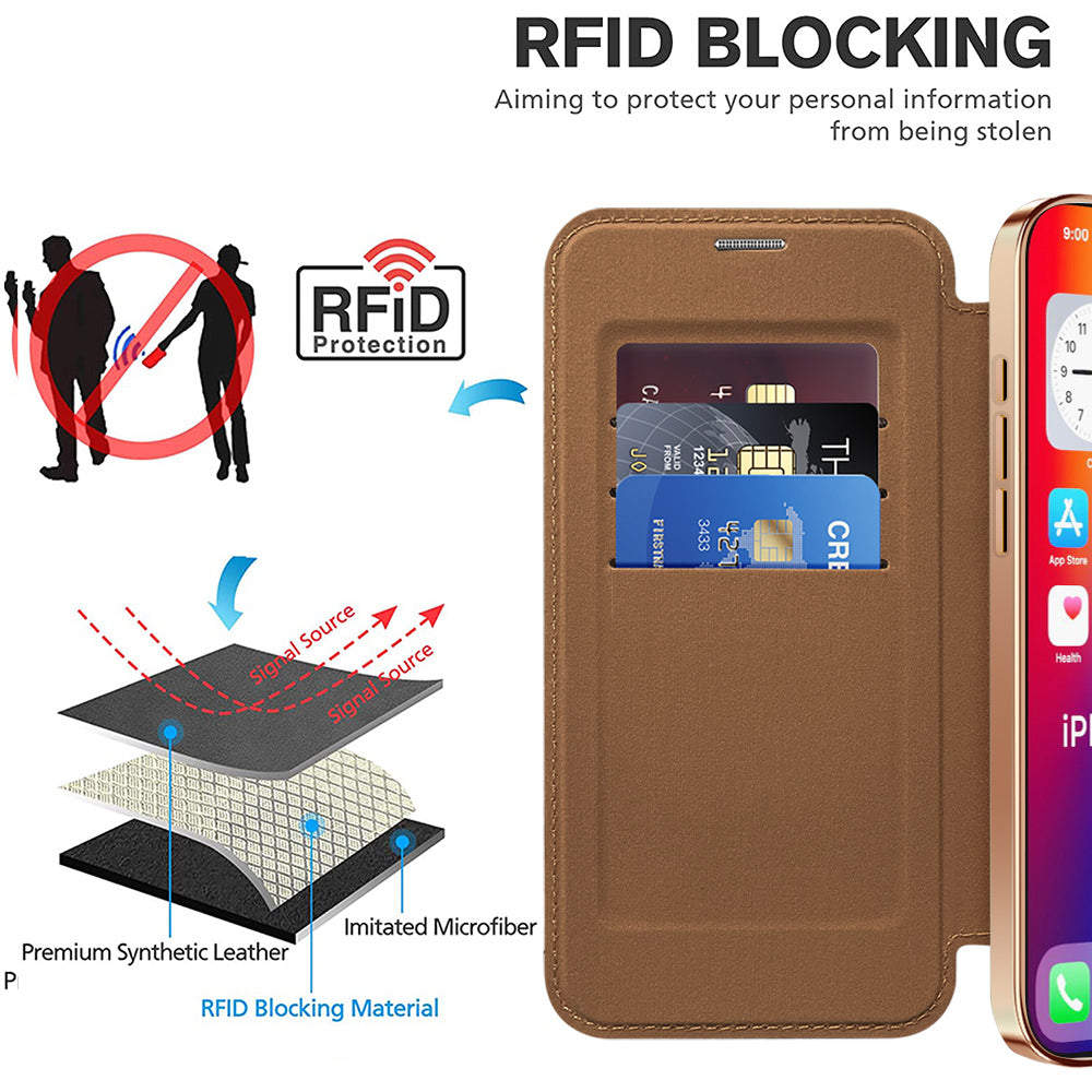 MagSafe Case for Apple iPhone 16 Plus, Techsuit, SmartMag Book, Brown