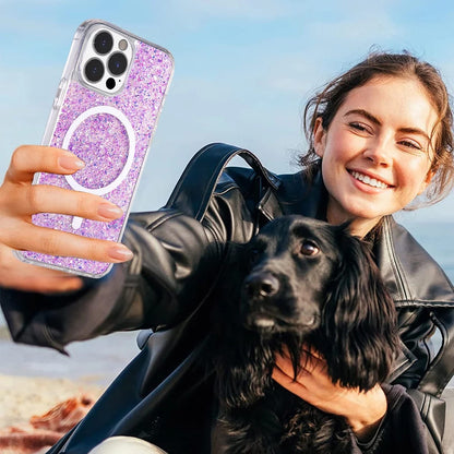 MagSafe Case for Apple iPhone 16 Plus, Techsuit, Sparkly Glitter, Purple
