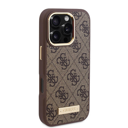 MagSafe Case for Apple iPhone 16 Pro, Guess, 4G Logo Plate, Blue