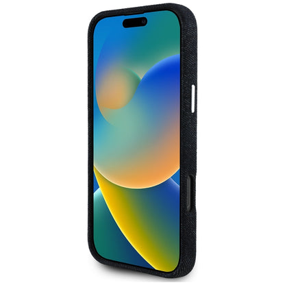 MagSafe Case for Apple iPhone 16 Pro, Guess, Denim Triangle Logo, Black