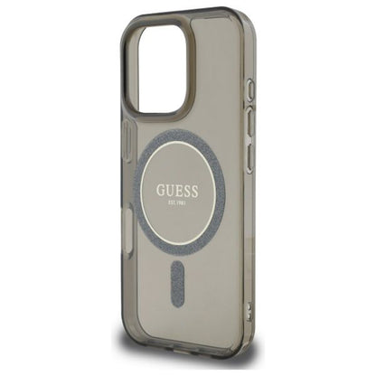 MagSafe Case for Apple iPhone 16 Pro, Guess, IML Glitter Ring, Black