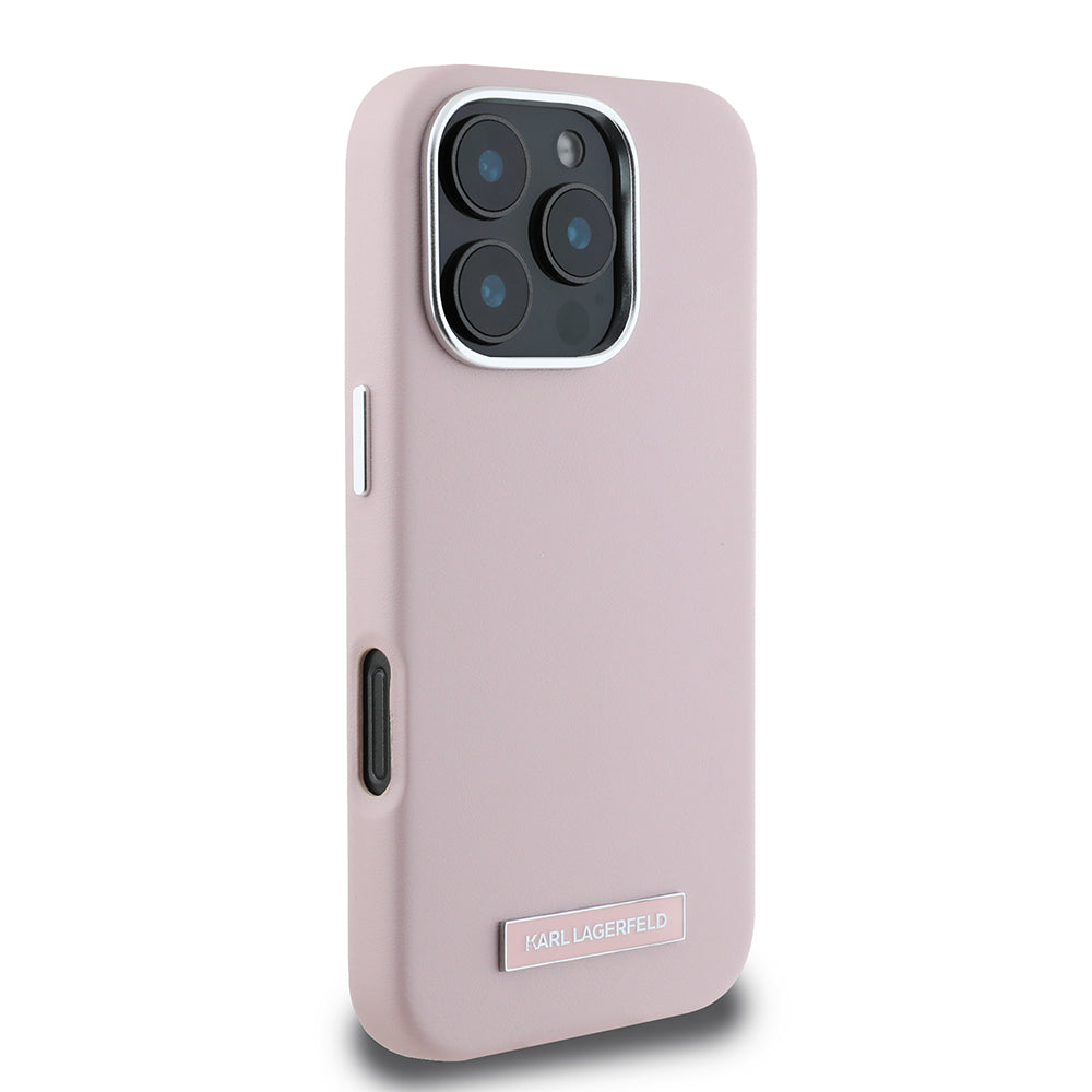 MagSafe Case for Apple iPhone 16 Pro, Karl Lagerfeld, FW Metal Plate, Pink