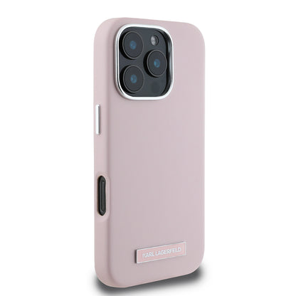 MagSafe Case for Apple iPhone 16 Pro, Karl Lagerfeld, FW Metal Plate, Pink