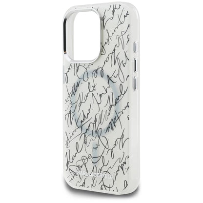 MagSafe Case for Apple iPhone 16 Pro, Karl Lagerfeld, IML Karl Script Pattern, White