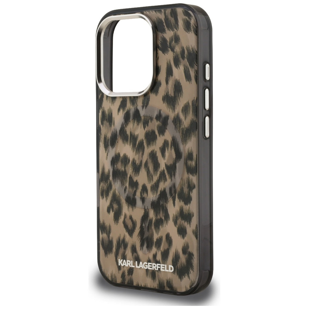 MagSafe Case for Apple iPhone 16 Pro, Karl Lagerfeld, IML Leopard Pattern, Brown