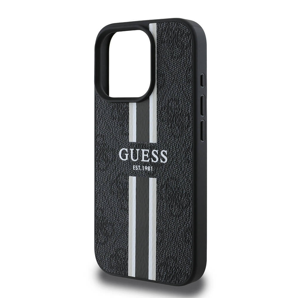 MagSafe Case for Apple iPhone 16 Pro Max, Guess, 4G Printed Stripes, Black