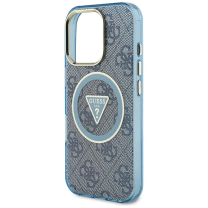 MagSafe Case for Apple iPhone 16 Pro Max, Guess, IML Glitter 4G Circle Triangle, Blue