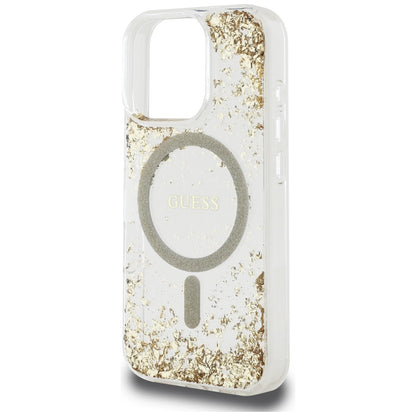 MagSafe Case for Apple iPhone 16 Pro Max, Guess, Resin Bottom Glitter, Gold