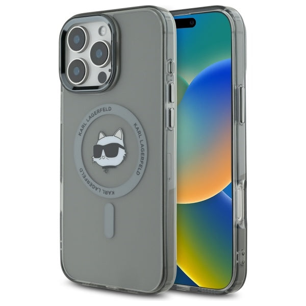 MagSafe Case for Apple iPhone 16 Pro Max, Karl Lagerfeld, IML Metal Choupette's Head, Black